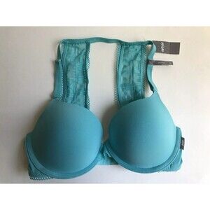 NWT Aerie Harper Wide Lace Bra 32D Turquoise Teal Lace Detail Padded Push-up